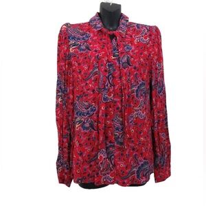 & other stories red paisley button down bow blouse